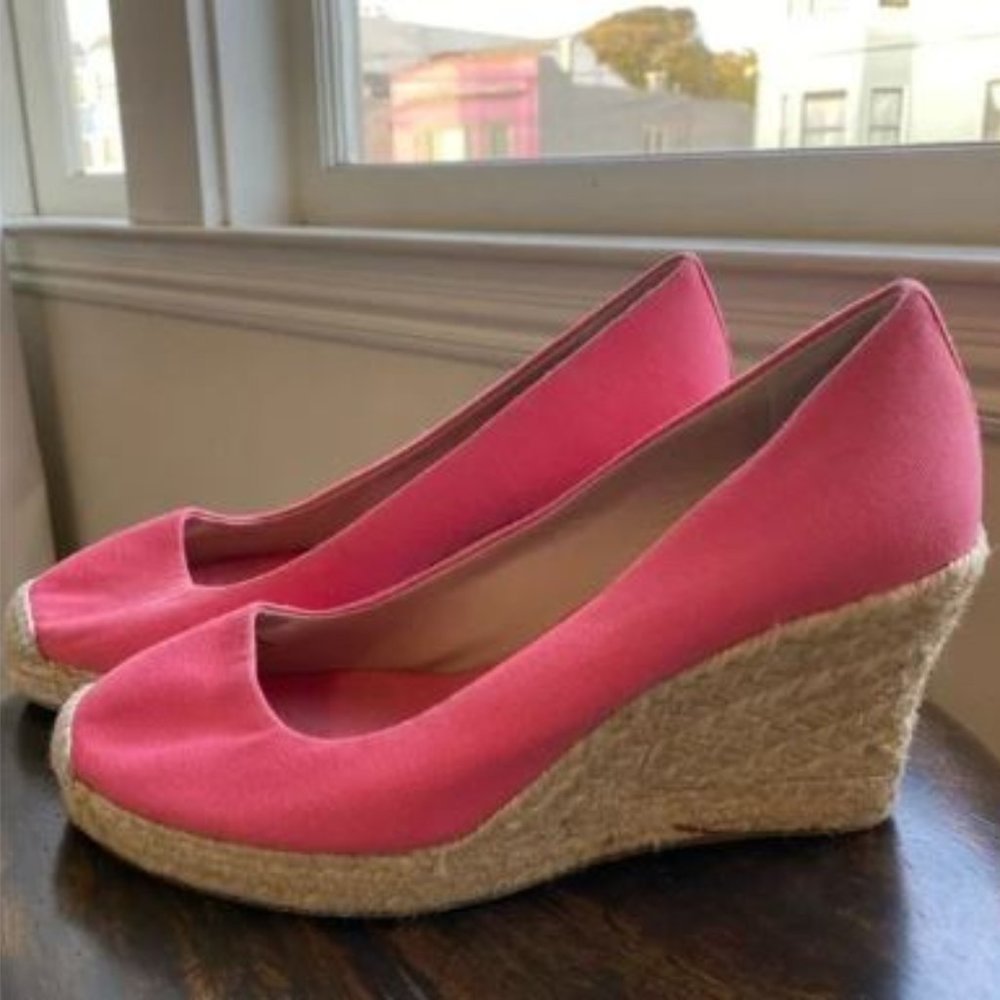 J. Crew coral pink wedge Women's shoes 9.5